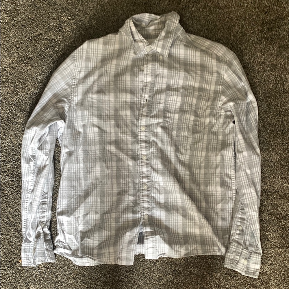 Men's Gray Plaid Shirt